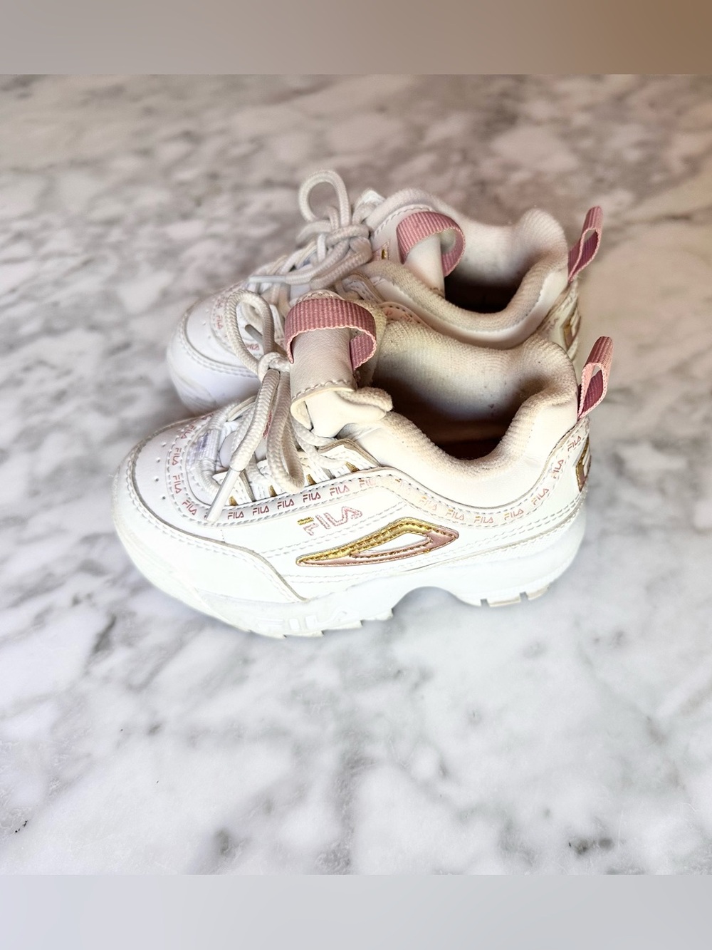 FILA Baby/Toddler White & Pink Athletic Sneakers